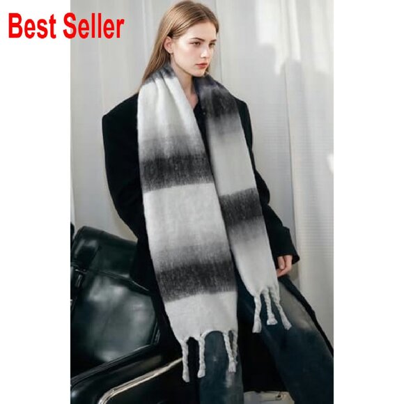 Oversized Chunky Winter Scarf Cashmere Feel Plaid Wrap Unisex Blanket - Picture 7 of 8